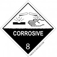 HAZMAT SHIPPING LABELS - Class 8 Corrosive Label - 100 Labels 