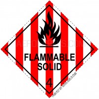 HAZMAT SHIPPING LABELS - CLASS 4 FLAMMABLE SOLID LABELS - 100 Labels